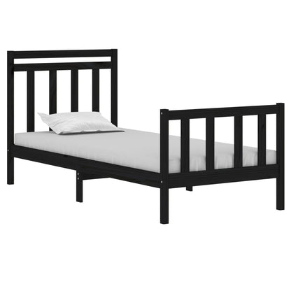 Bedframe Massief Hout 75 x 190 cm Zwart