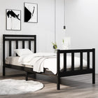Solid wood bed frame black 75x190 cm