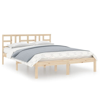 Bedframe Massief Hout 135 x 190 cm Naturel
