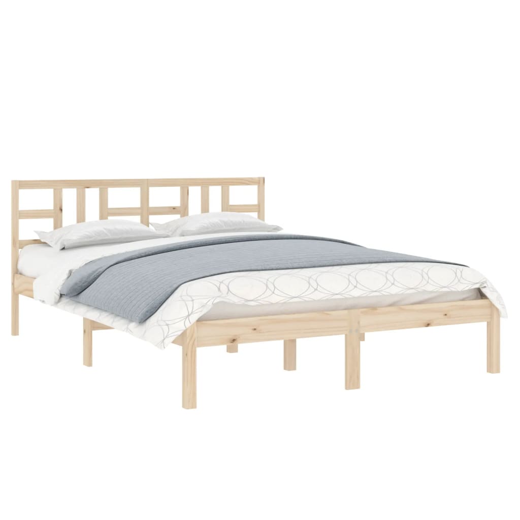 Bedframe Massief Hout 135 x 190 cm Naturel