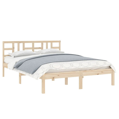 Bedframe Massief Hout 135 x 190 cm Naturel