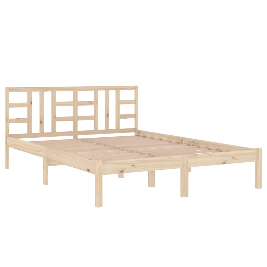 Bedframe Massief Hout 135 x 190 cm Naturel