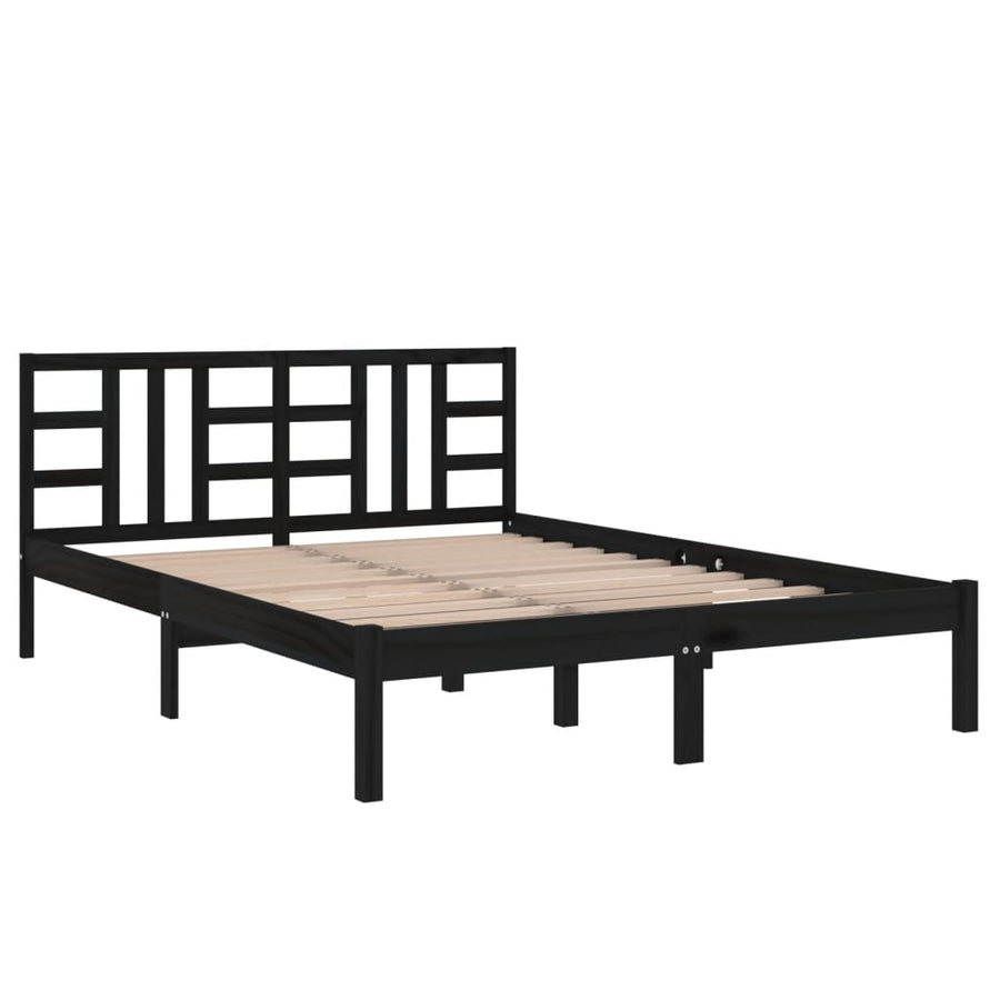 Bedframe Massief Hout 140 x 190 cm Zwart