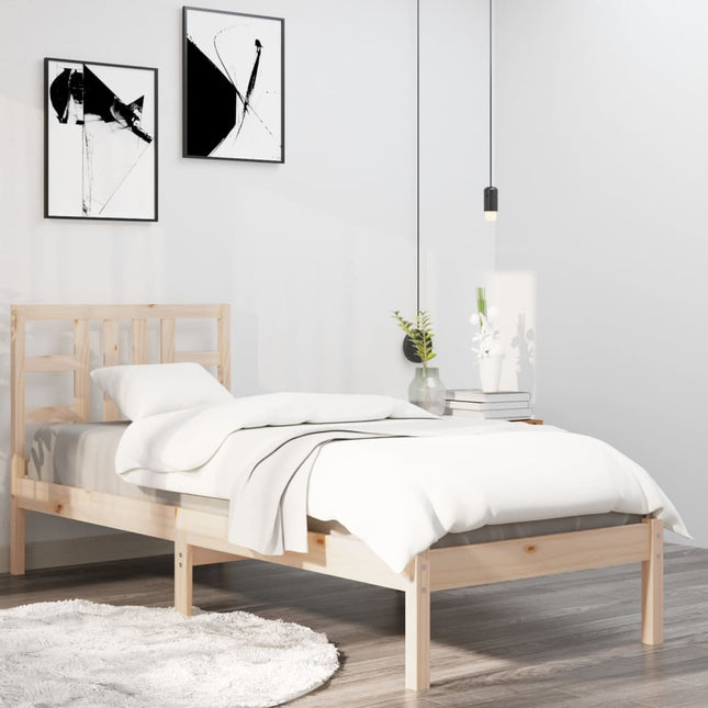 Bedframe Massief Hout 100 x 200 cm Naturel