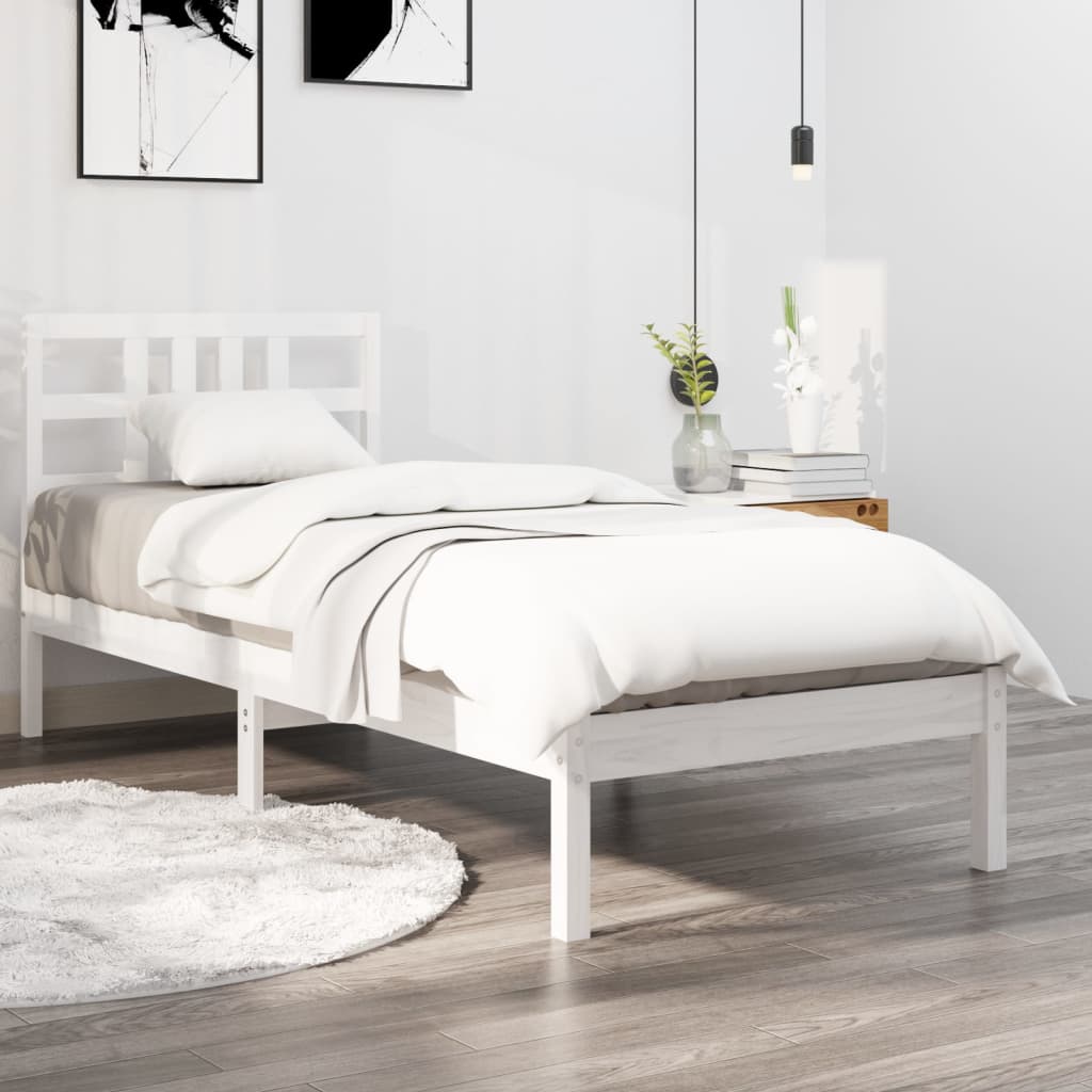 Bedframe Massief Hout 100 x 200 cm Wit