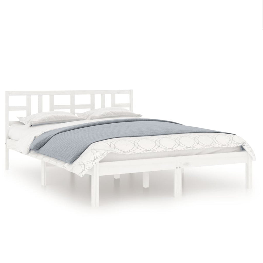 Bedframe Massief Hout 150 x 200 cm Wit