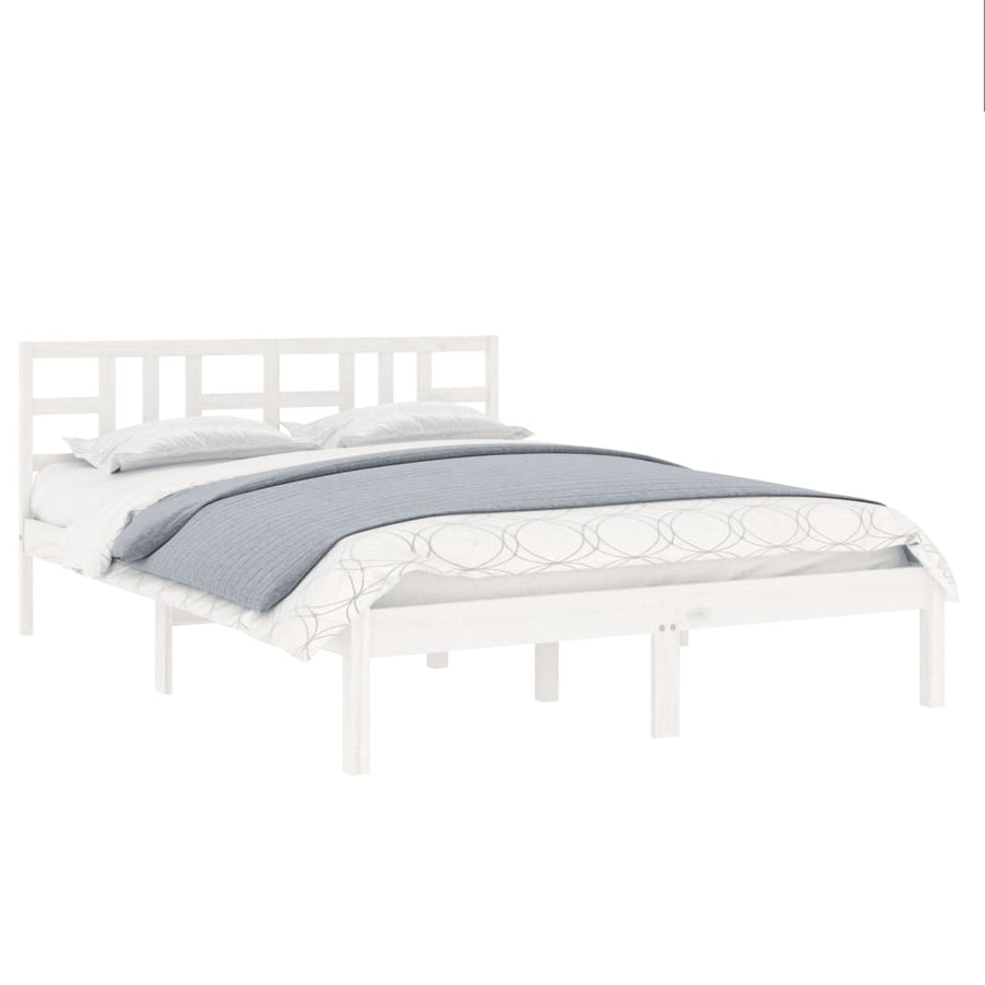 Bedframe Massief Hout 150 x 200 cm Wit