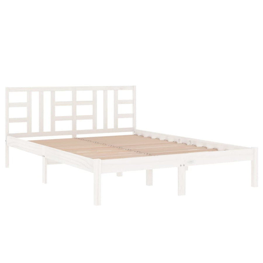 Bedframe Massief Hout 150 x 200 cm Wit