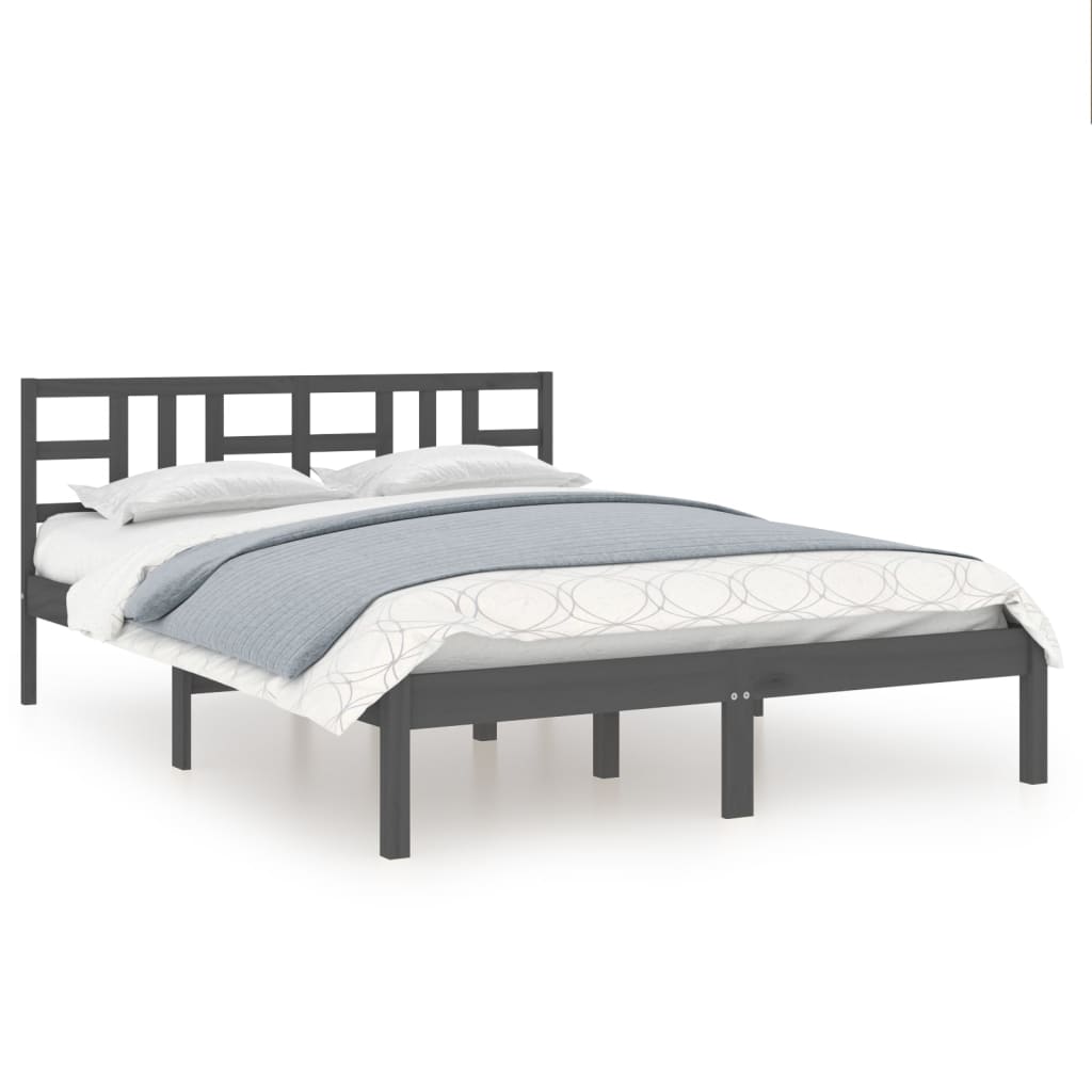 Bedframe Massief Hout 200 x 200 cm Grijs