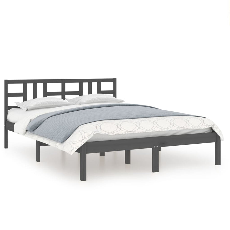 Bedframe Massief Hout 200 x 200 cm Grijs