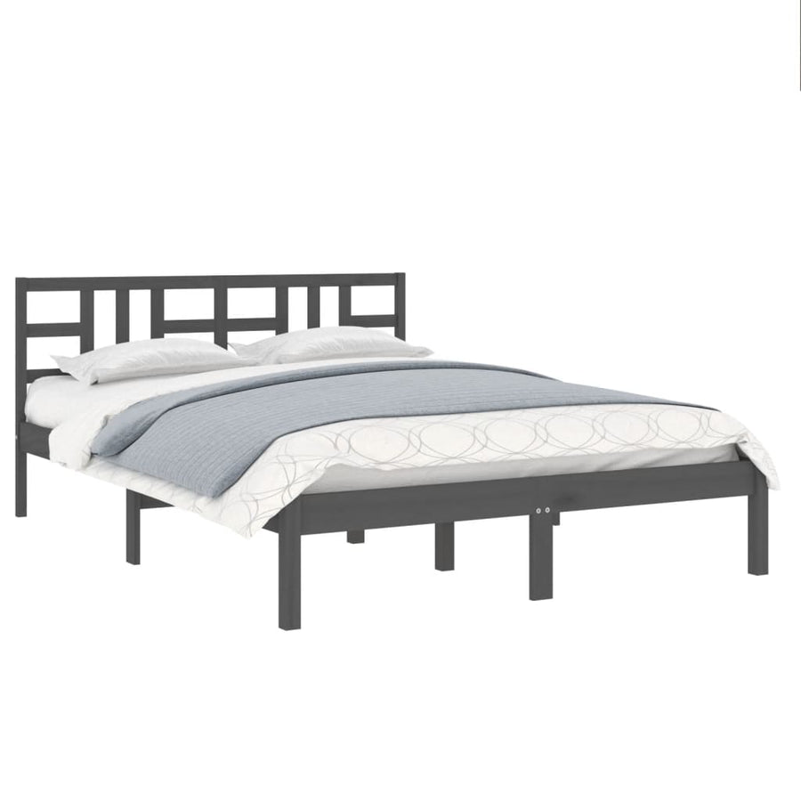Bedframe Massief Hout 200 x 200 cm Grijs