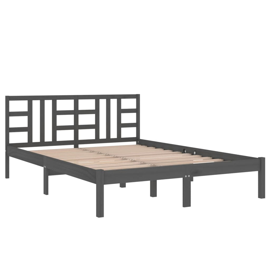 Bedframe Massief Hout 200 x 200 cm Grijs