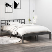 Bedframe massief hout grijs 200x200 cm