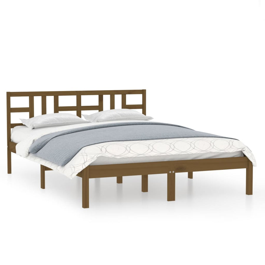Bedframe Massief Hout 200 x 200 cm Honingbruin