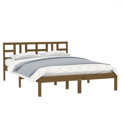 Bedframe Massief Hout 200 x 200 cm Honingbruin