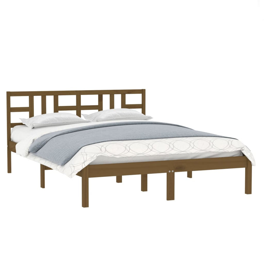 Bedframe Massief Hout 200 x 200 cm Honingbruin