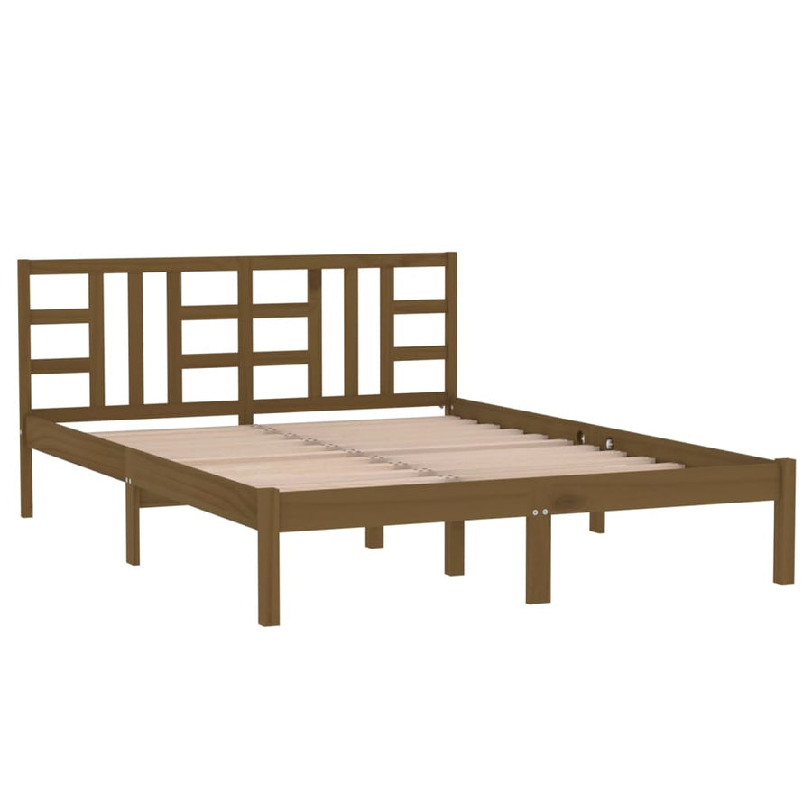 Bedframe Massief Hout 200 x 200 cm Honingbruin