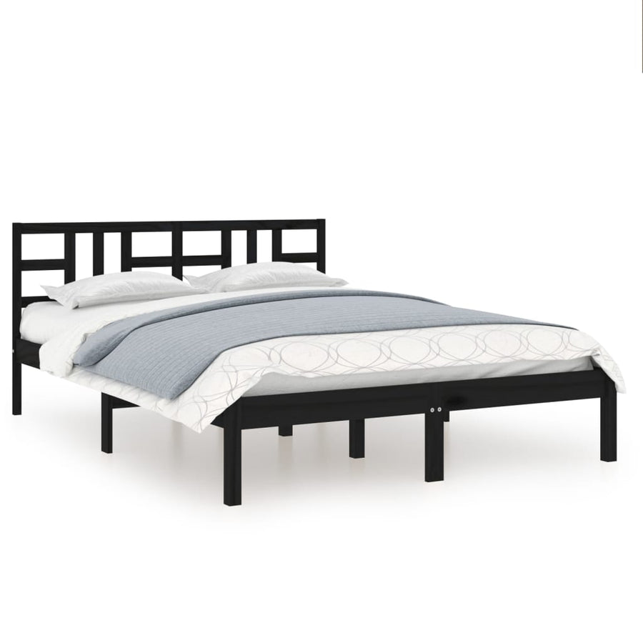 Bedframe Massief Hout 200 x 200 cm Zwart