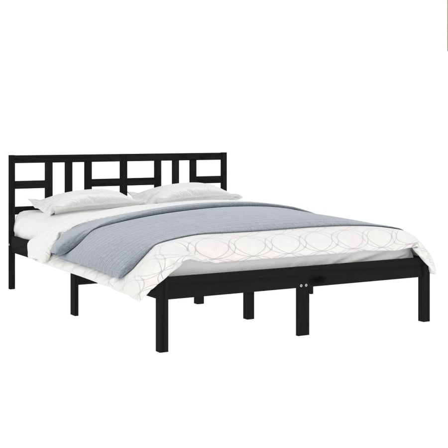 Bedframe Massief Hout 200 x 200 cm Zwart