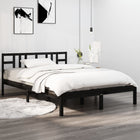 Bedframe massief grenenhout zwart 200x200 cm