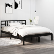 Bedframe massief grenenhout zwart 200x200 cm