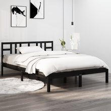 Bedframe Massief Hout 200 x 200 cm Zwart