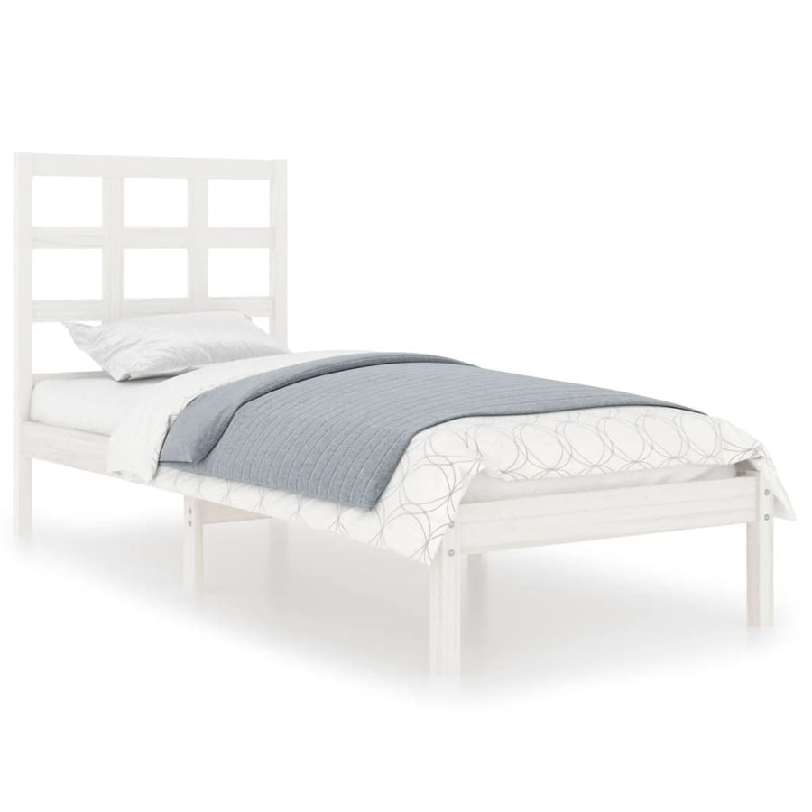 Bedframe Massief Hout Small Single 75 x 190 cm Wit