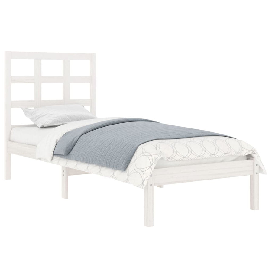 Bedframe Massief Hout Small Single 75 x 190 cm Wit