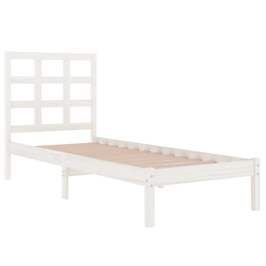 Bedframe Massief Hout Small Single 75 x 190 cm Wit
