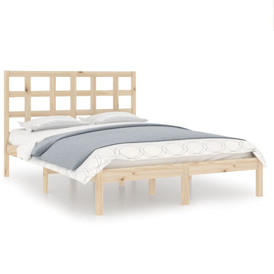 Bedframe Massief Hout 135 x 190 cm Naturel