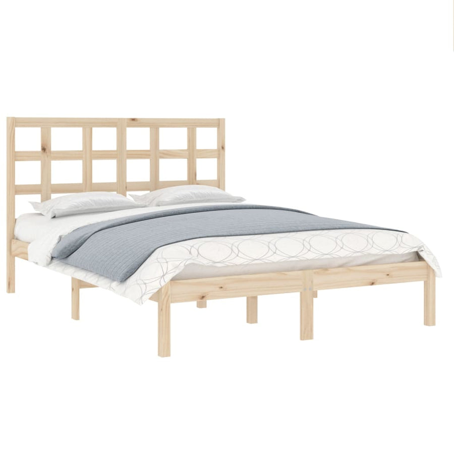Bedframe Massief Hout 135 x 190 cm Naturel