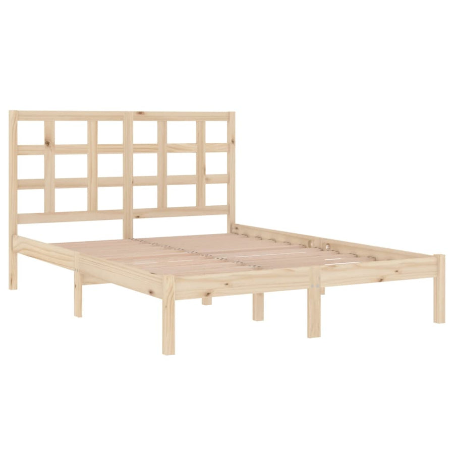 Bedframe Massief Hout 135 x 190 cm Naturel