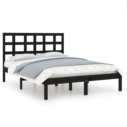 Bedframe Massief Hout 140 x 190 cm Zwart