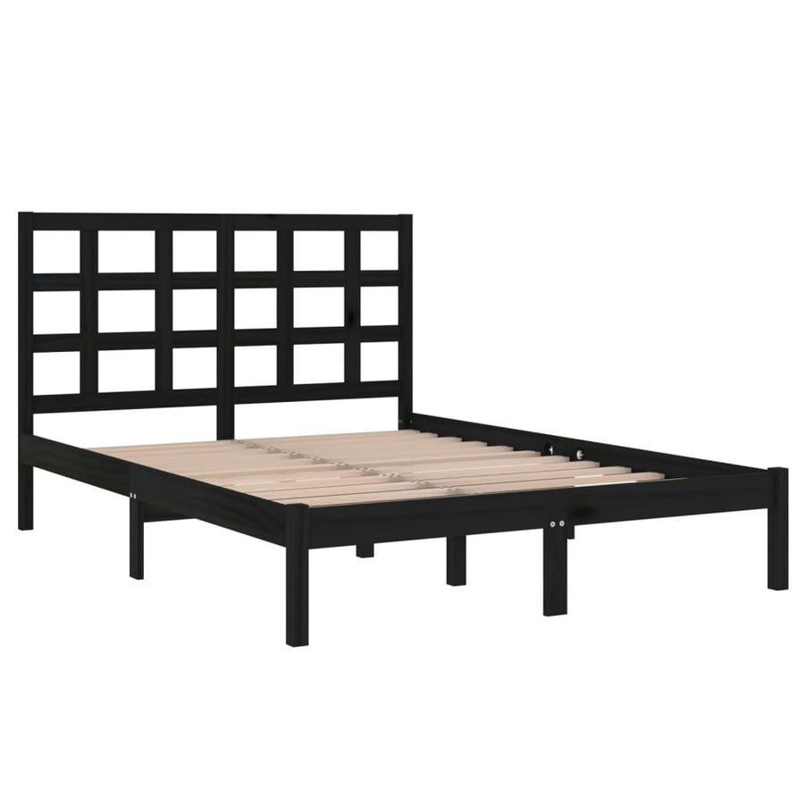 Bedframe Massief Hout 140 x 190 cm Zwart