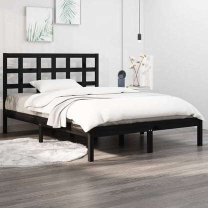 Bedframe Massief Hout 140 x 190 cm Zwart