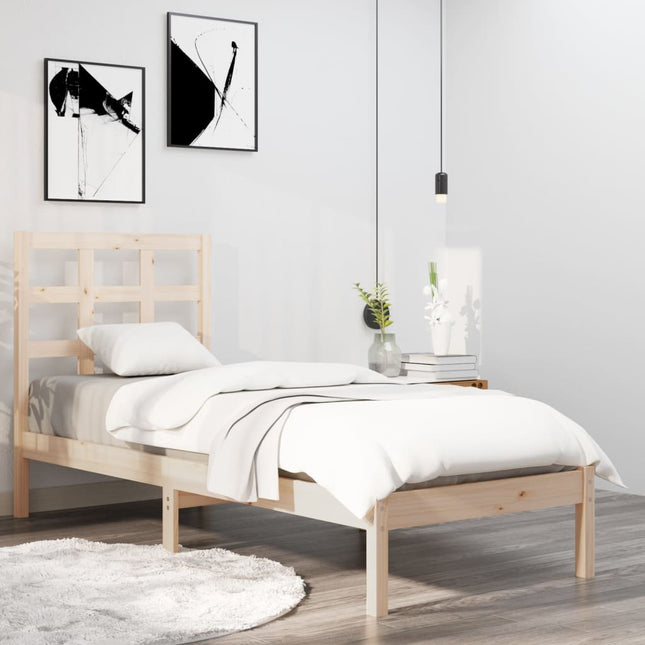 Bedframe Massief Hout 100 x 200 cm Naturel