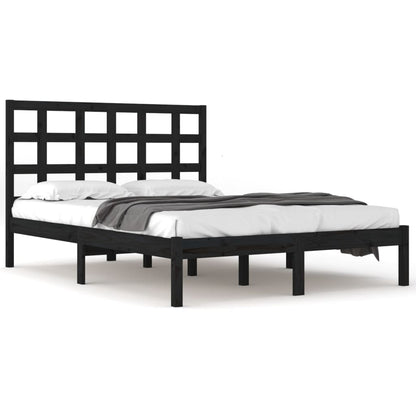 Bedframe Massief Hout 200 x 200 cm Zwart