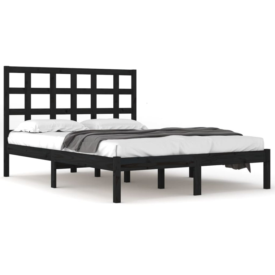 Bedframe Massief Hout 200 x 200 cm Zwart