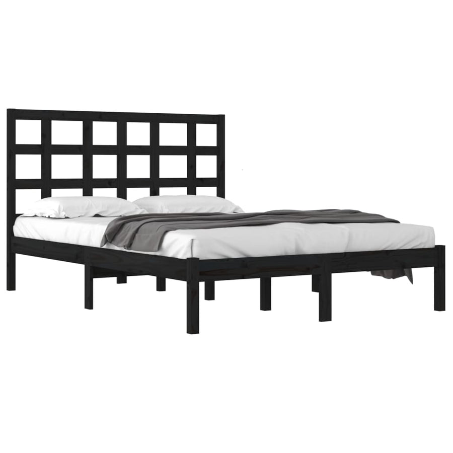 Bedframe Massief Hout 200 x 200 cm Zwart