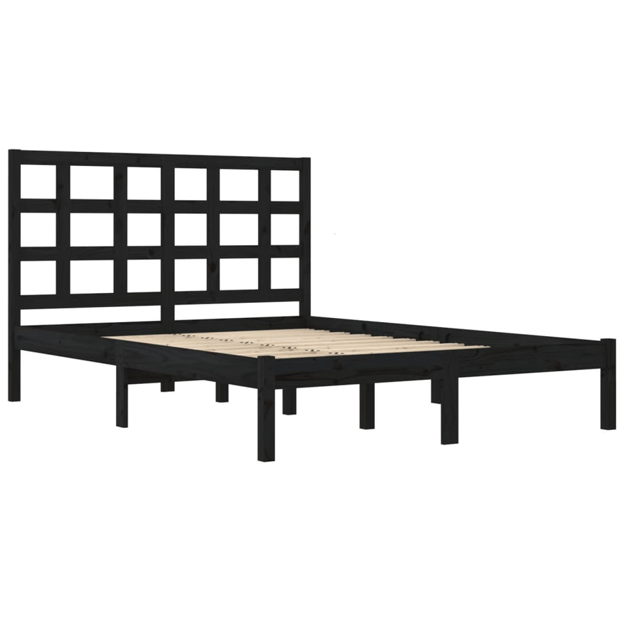 Bedframe Massief Hout 200 x 200 cm Zwart