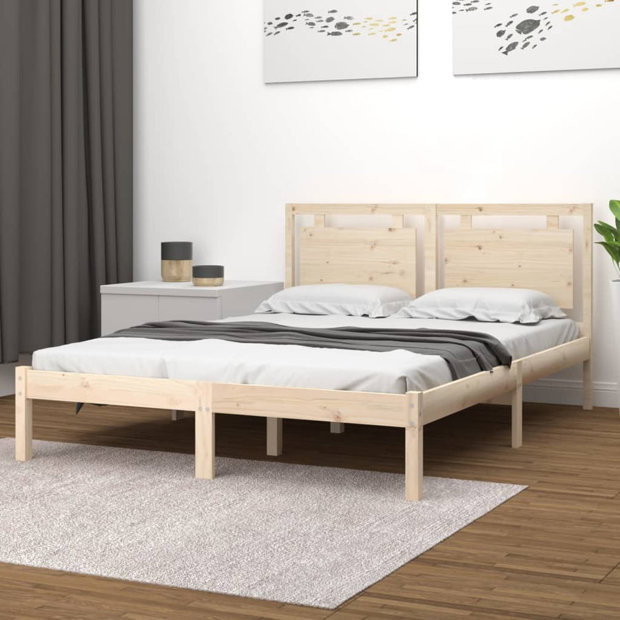 Bedframe Massief Hout Small Double 120 x 190 cm Naturel