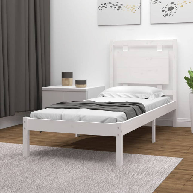 Bedframe Massief Hout 100 x 200 cm Wit