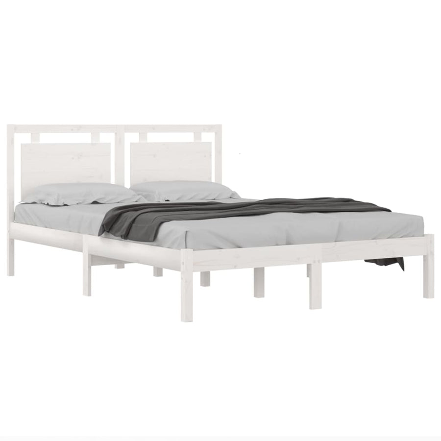 Bedframe Massief Hout 120 x 200 cm Wit