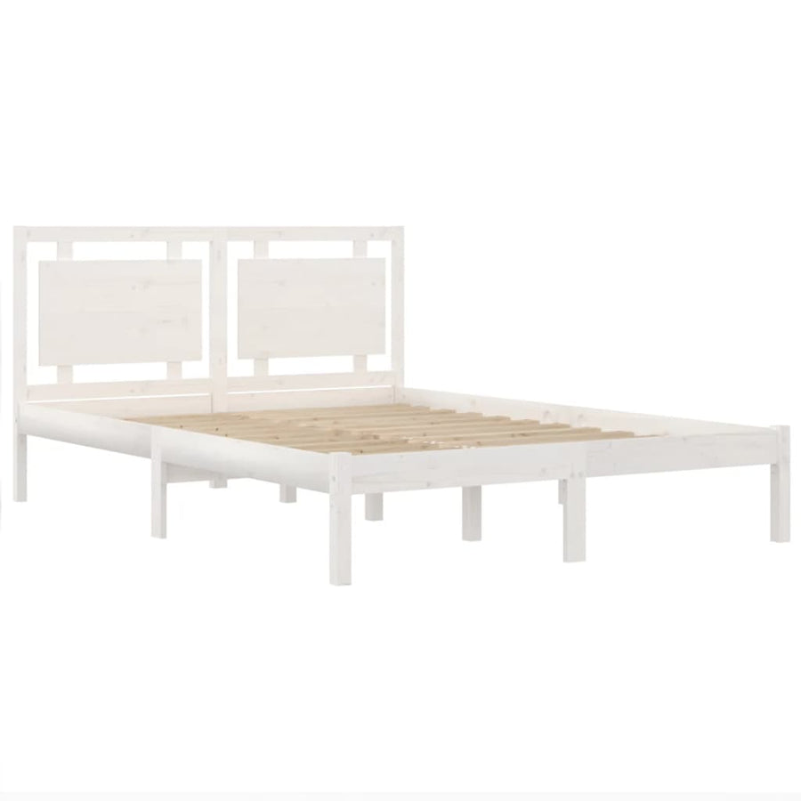 Bedframe Massief Hout 120 x 200 cm Wit