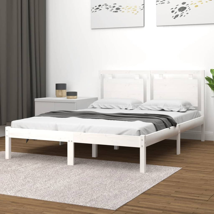 Bedframe Massief Hout 120 x 200 cm Wit