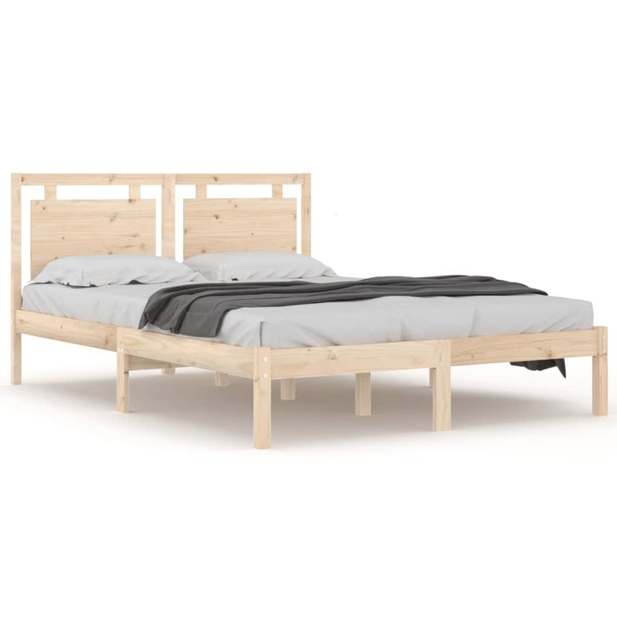 Bedframe Massief Hout King Size 150 x 200 cm Naturel