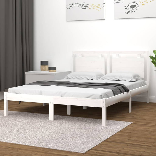 Bedframe Massief Hout 160 x 200 cm Wit