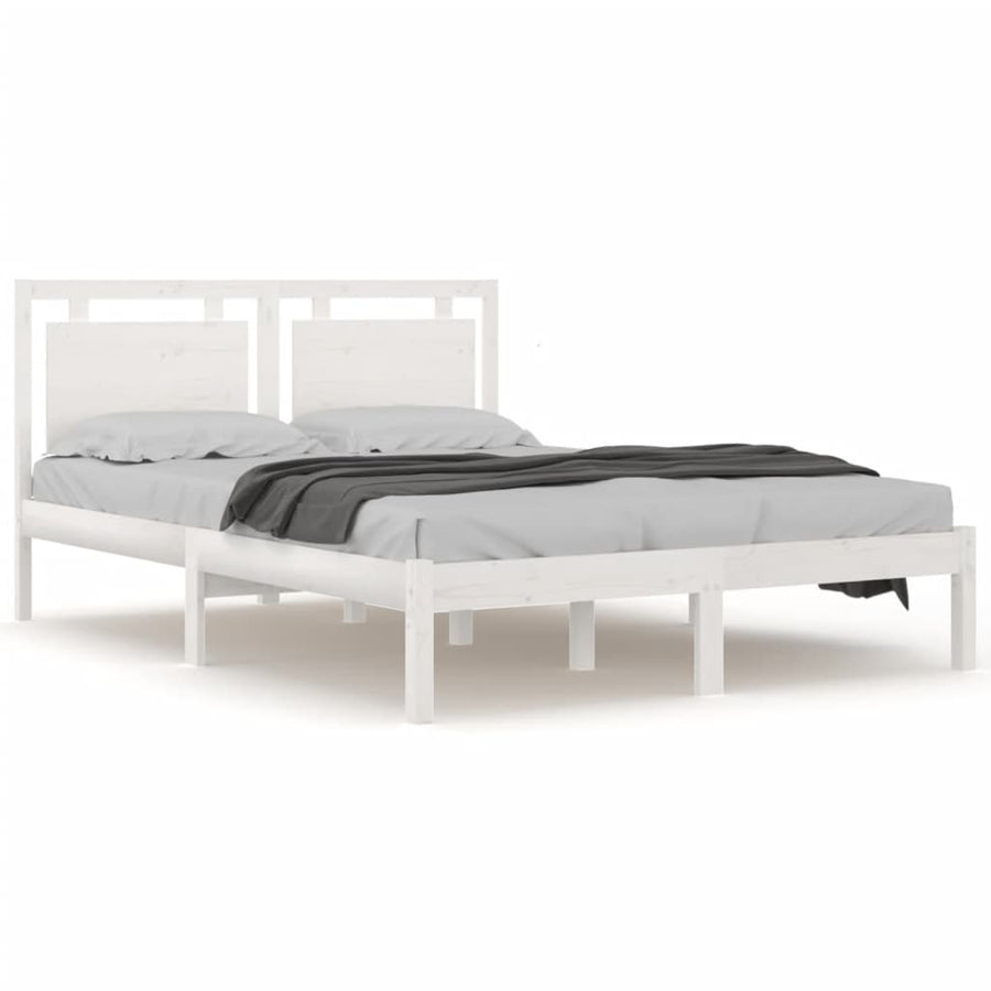 Bedframe Massief Hout 200 x 200 cm Wit
