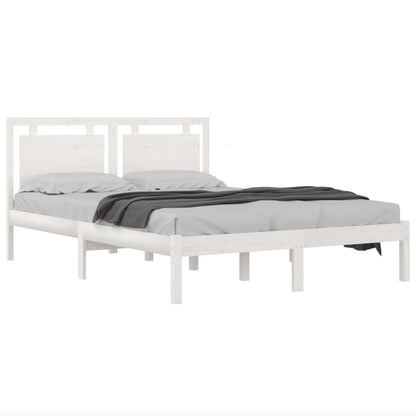 Bedframe Massief Hout 200 x 200 cm Wit
