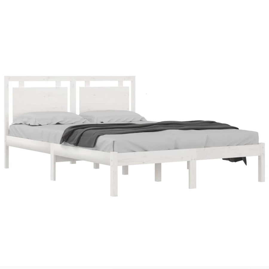 Bedframe Massief Hout 200 x 200 cm Wit